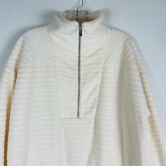 Soft Surroundings cream ribbed fuzzy soft high neck pullover large - Picture 2 of 6